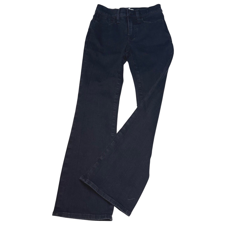 Madewell Mid-Rise Kick Out Jeans Lunar Black Stretch‎ Denim 24 Cropped Flare